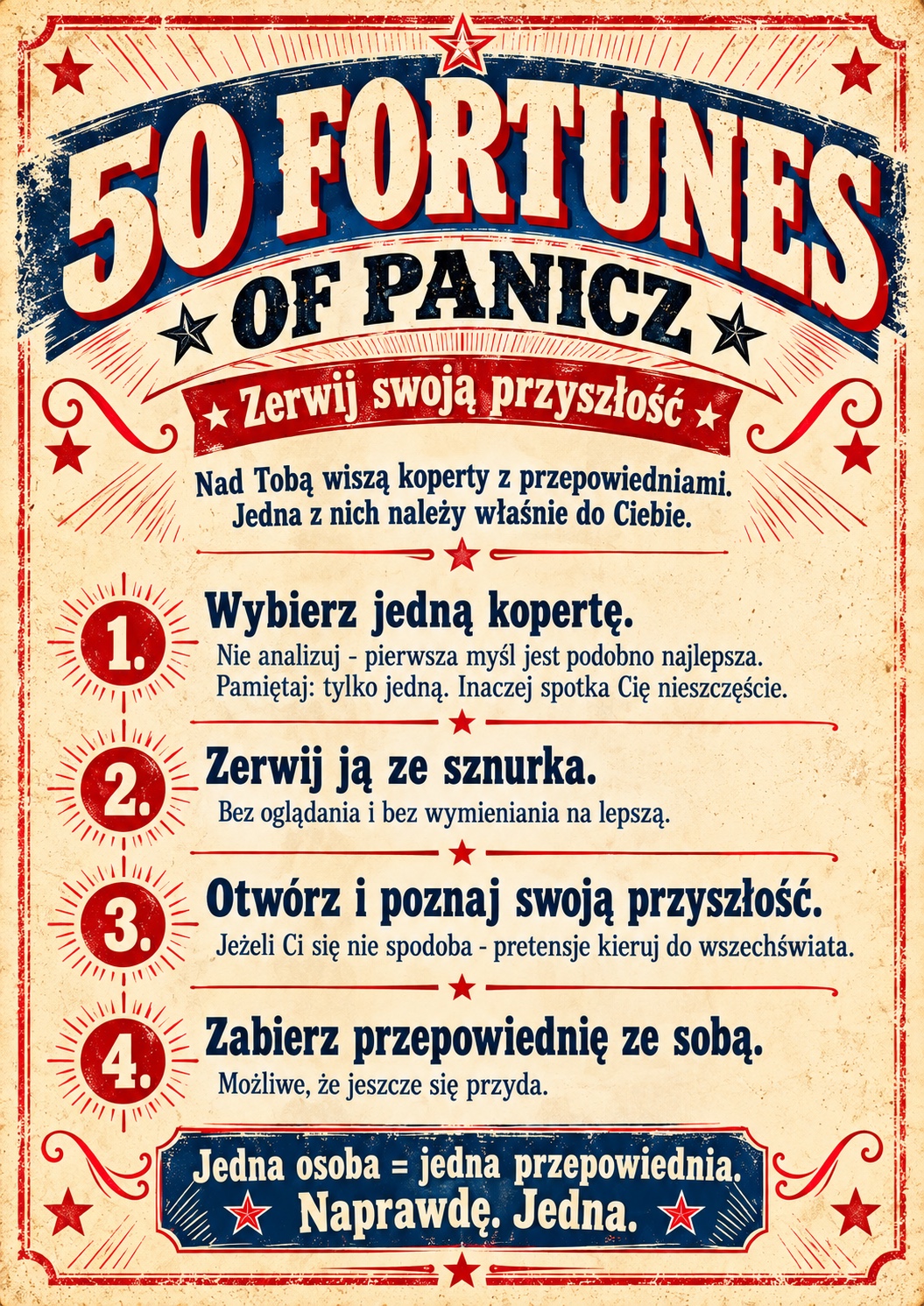 Oryginalny regulamin 50 FORTUNES OF PANICZ